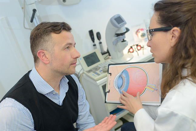 Patient and eye doctor at LaCroix Eye Care