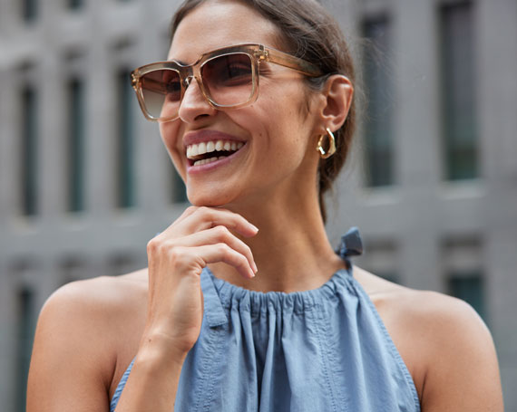 Woman wearing eyeglasses at LaCroix Eye Care